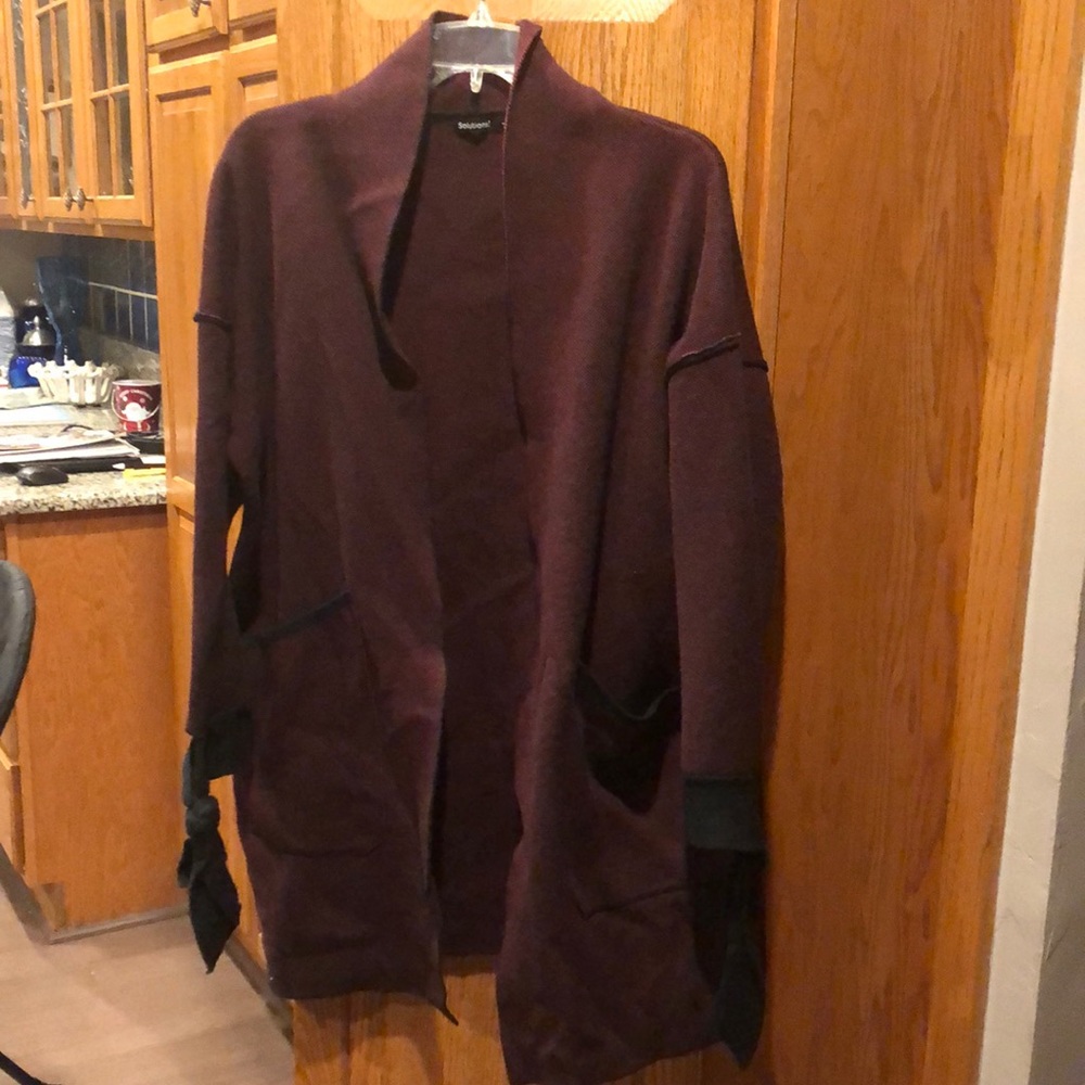 solutions! Beautiful Burgundy & Black Cardigan - Size XL
